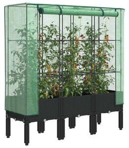 VidaXL rattan megjelenésű magaságyás melegháztakaróval 120x40x140 cm