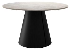 Asztal Oswego 165, 76cm, Világos travertin, Fekete