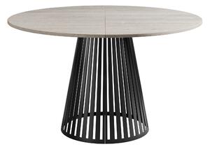 Asztal Prudentia II, 76cm, Fekete, Világos travertin