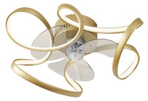 Mennyezeti ventilátor sárgaréz 55cm LED-del, fényerőszabályzóval és távirányítóval - Mandy