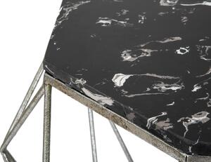 Fém Dohányzóasztal, Diamond Marble Fekete, Ø68xM52 cm
