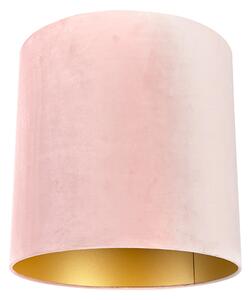 Velúr lámpaernyő rózsaszín 40/40/40 arany belsővel