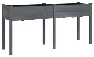 Szürke tömör fenyőfa kerti ültetőláda béléssel 161x45x76 cm