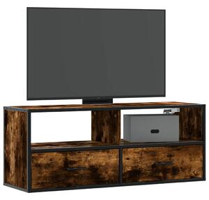 Füstös tölgy színű szerelt fa és fém TV-szekrény 100x31x39,5 cm