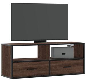 Barna tölgy színű szerelt fa és fém TV-szekrény 100x31x39,5 cm