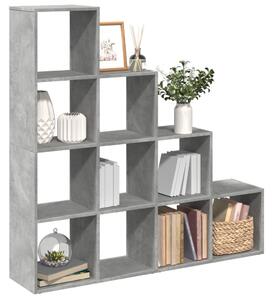 4 szintes betonszürke szerelt fa könyvespolc 131,5x29x131,5 cm