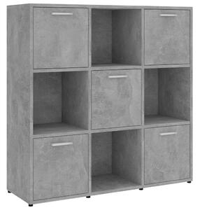 Modern Könyvespolc - Beton Szürke - 9 Rekeszes - 90x30x90 cm