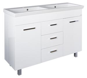 TMP FLAT 120 lábon álló fürdőszobabútor Sanovit Isik 4120 dupla porcelán mosdókagylóval 120 cm