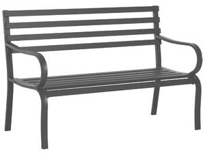 Outsunny fekete, vízálló fém kültéri pad, kétszemélyes kerti pad, 127 x 62 x 82 cm - max. 240 kg