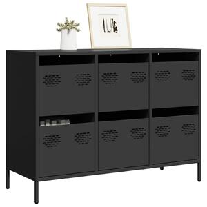Fekete hidegen hengerelt acél tálalószekrény 101,5x39x73,5 cm