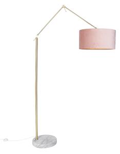 Modern állólámpa arany bársony búra rózsaszín 50 cm - Szerk
