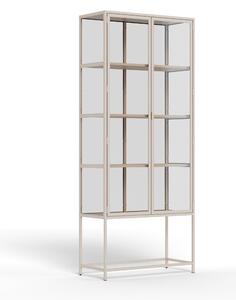 Könyvespolc Norsica Sevferi 142, Ajtókkal, Zárt, Edzett üveg, Fém, Közepes sűrűségű farostlemez, 186x77x35cm, Szürke