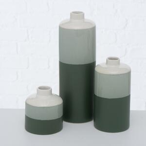 3 Porcelán Váza, Brixa Zöld / Fehér, Ø10xM29 cm / Ø9xM19 cm / Ø10xM11 cm