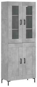 Betonszürke szerelt fa magasszekrény 69,5 x 34 x 180 cm