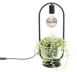 Modern asztali lámpa fekete, üveglapos kerek - Roslini