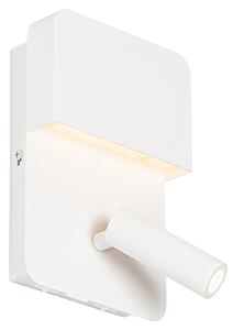 Modern fali lámpa fehér, LED-del USB-vel és olvasólámpával - Robin