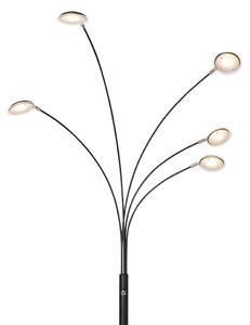Design állólámpa fekete, LED 5-ös lámpákkal - Hatvanas évek Trento