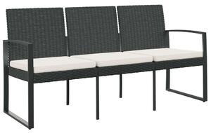 Kerti Pad - 3 Személyes - PP Rattan - Fekete