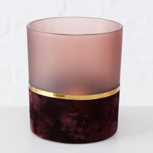 Üveg Gyertyatartó, Adala Rózsaszín / Burgundy, Különböző Modellek, Ø9xM10 cm