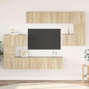 Modern TV Szekrény Szett - Sonoma Tölgy - 8 részes