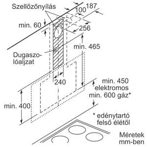 Bosch DWK98PR60 Beépíthető páraelszívó, 840 m3/óra, 5 fokozat, A+ energiaosztály, Fekete