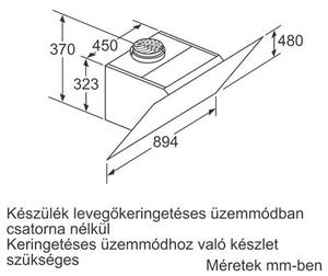 Bosch DWK98PR60 Beépíthető páraelszívó, 840 m3/óra, 5 fokozat, A+ energiaosztály, Fekete