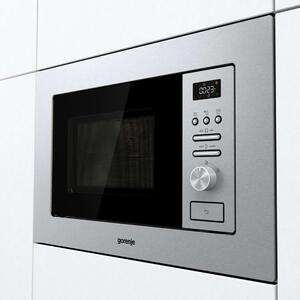 Gorenje BM201AG1X Beépíthető mikrohullámú sütő, 20L, 1000W, 5 fokozat, Grill, Inox