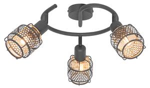 Design mennyezeti lámpa fekete arannyal 3 fényű kerek - Noud