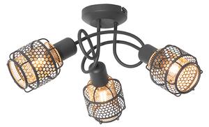 Design mennyezeti lámpa fekete, arany 3 fényű - Noud