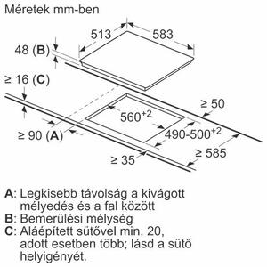 Bosch PKN645FP2E Beépíthető kerámia főzőlap, 58,3 cm, 4 főzőzóna, Időzítő, Fekete
