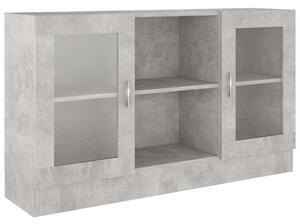 Betonszürke forgácslap vitrinszekrény 120 x 30,5 x 70 cm