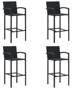 VidaXL Polyrattan Bárszék - 4 db - Fekete