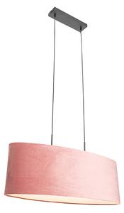 Moderne hanglamp zwart met kap roze 2-lichts - Tanbor