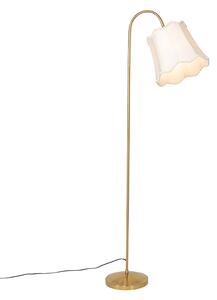 Klasszikus sárgaréz állólámpa fehér lámpabúrával - Nona