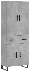 Betonszürke szerelt fa magasszekrény 69,5 x 34 x 180 cm