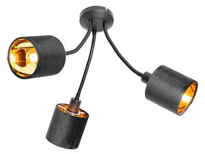 Modern mennyezeti lámpa fekete, fekete búrával 3 fényű - Merwe
