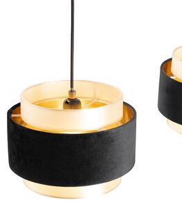 Modern függőlámpa fekete, arany 3 lámpával - Elif