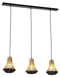 Landelijke hanglamp zwart met touw 19 cm 3-lichts - Jenthe