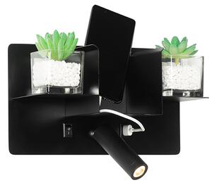 Modern fali lámpa fekete, LED-del USB-vel - Thijs