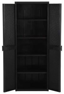 Kerti Tárolószekrény - PP Rattan - Fekete - 65x45x172 cm