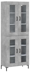 Betonszürke szerelt fa magasszekrény 69,5 x 34 x 180 cm