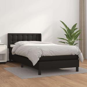 Modern Fekete Ágy - Zsebrugós Matraccal - 90x200 cm