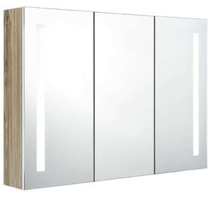 HomeLux LED-es Tükör Szekrény - Fehér/Tölgy - 89x14x62 cm
