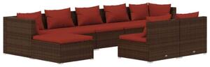 Polyrattan Kerti Ülőgarnitúra - 9 részes - Barna
