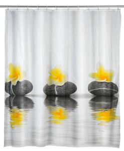 Poliészter Zuhanyfüggöny, Stones and Flower Fehér, 180 x 200 cm