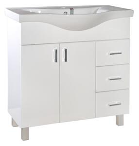 Viva STYLE Bianka 80 lábon álló fürdőszobabútor 3 fiókos Sanovit ALBATROS 10080 mosdóval 80 x 46 cm