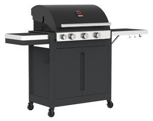 Barbecook BC-GAS-2036 Stella 3201 gázgrill, 3db főégő, 1db oldalégő, szekrényekkel, zománcozott acél, 174x59x119cm fekete