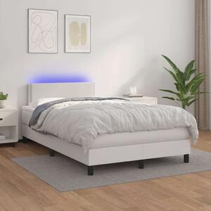 VidaXL fehér műbőr rugós ágy matraccal és LED-del 120x200 cm