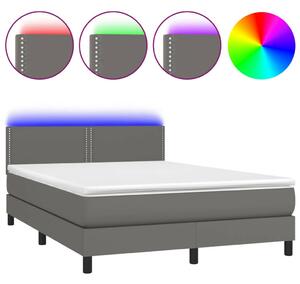 VidaXL LED-es Ágy - Műbőr - 140x200 cm