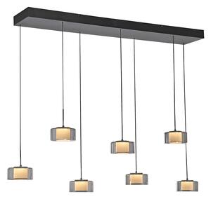 Fekete függőlámpa füstüveggel, LED-del, 7 izzós Easylift rendszerrel - Rika